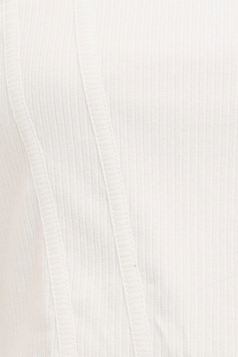 White Corset Singlet Sleeveless Scoop Neck Rib Jersey