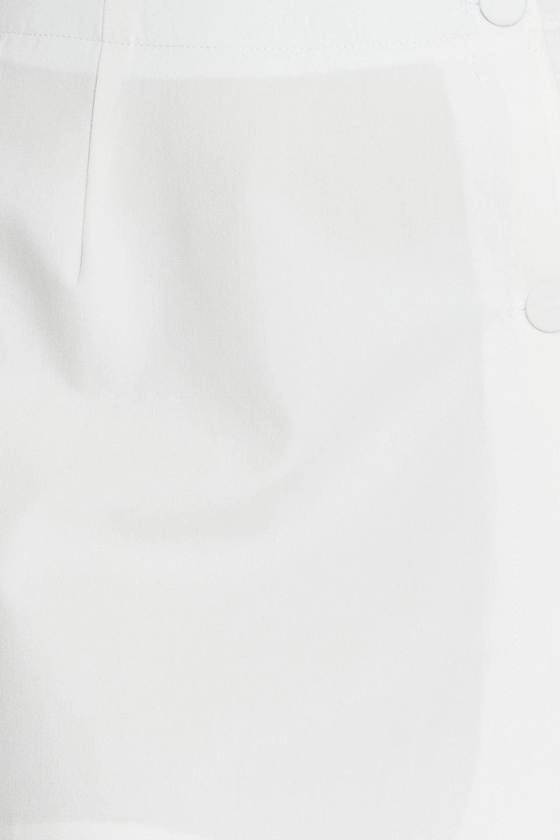 White High Waist Linen Front Slit