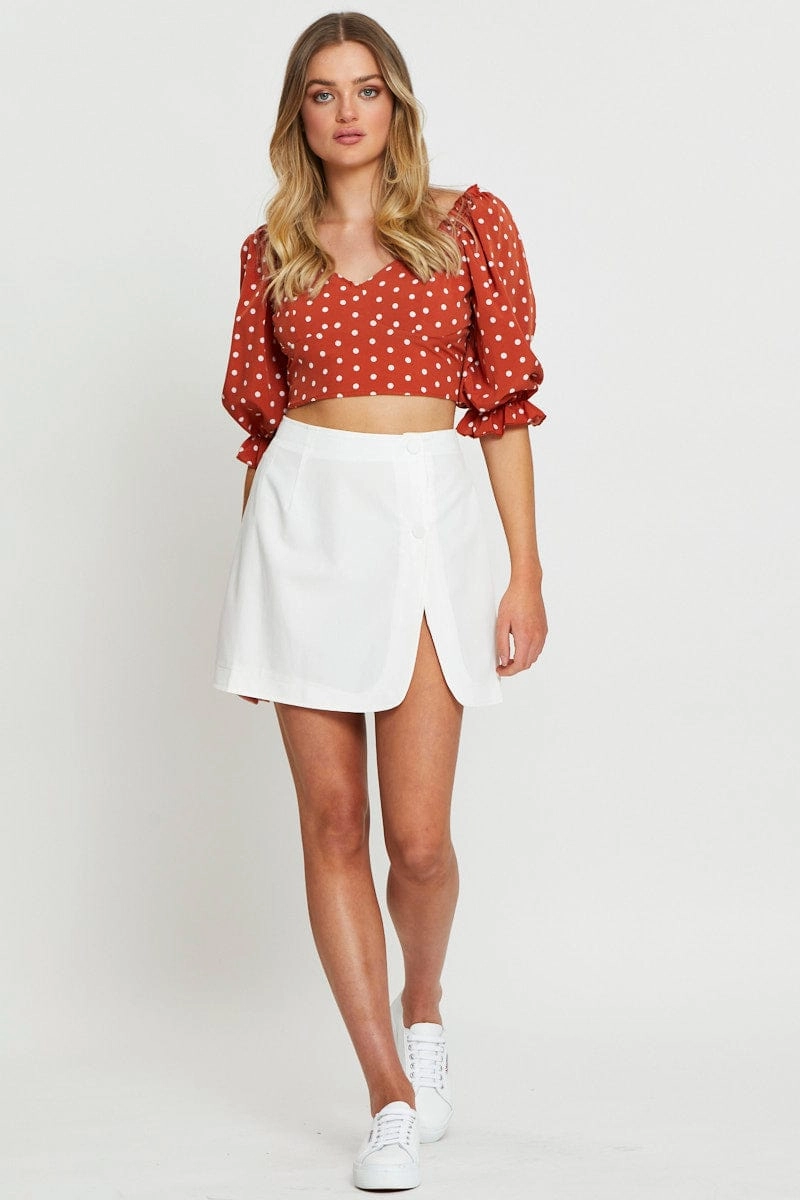 White High Waist Linen Front Slit