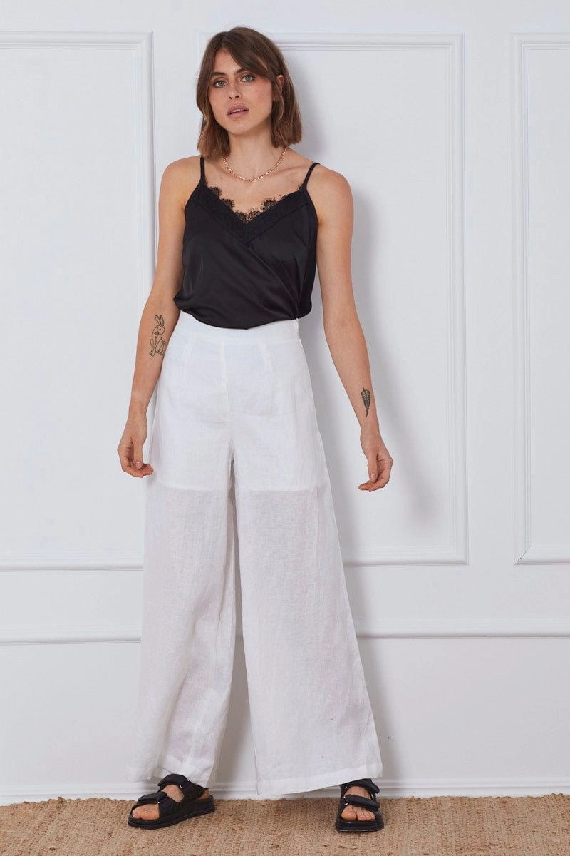 White Wide Leg Pants High Waist