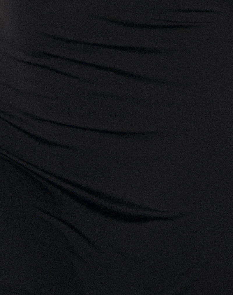 Xeenia One Shoulder Mini Dress in Slinky Black