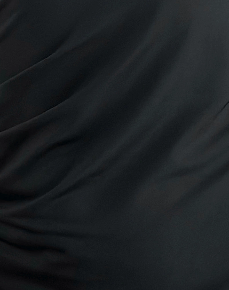 Xowen One Shoulder Dress in Slinky Black
