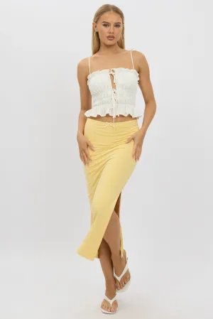 Yellow Midaxi Skirt High Rise Supersoft Picot Trim Lined