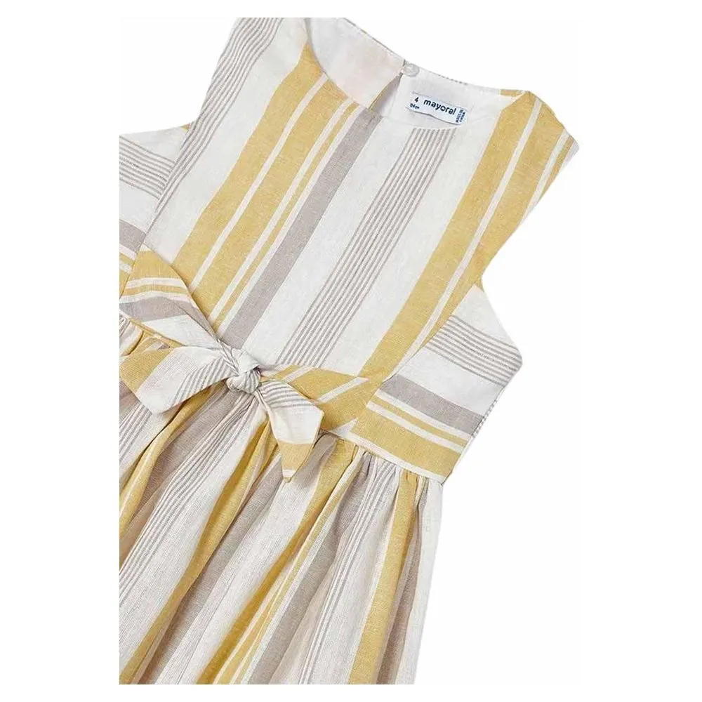 Yellow Striped Linen Summer Dress