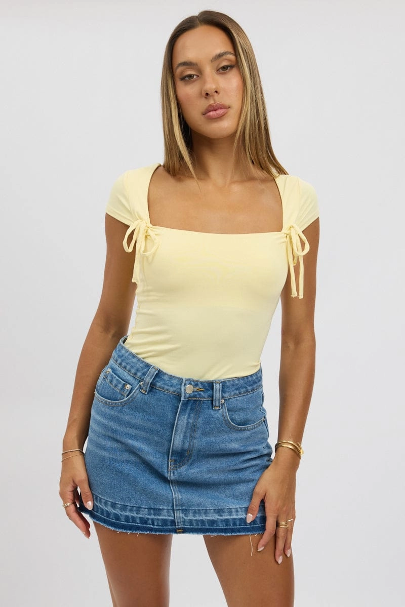 Yellow Supersoft Tank Scoop Neck Ribbon