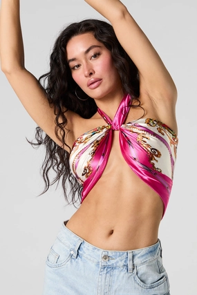 Écharpe en satin avec imprimé de chaînes